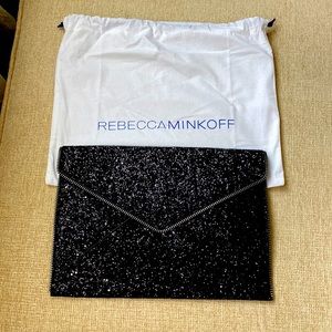 Rebecca Minkoff Glitter Flap Leo Clutch in black - new with dust bag